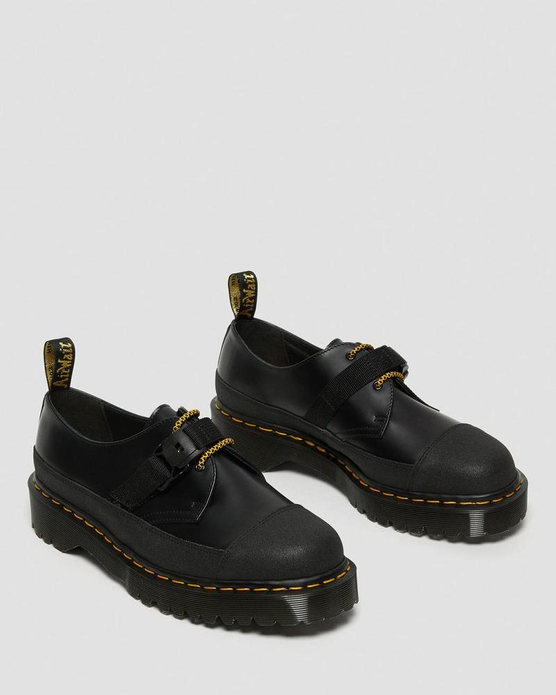 Black Men's Dr Martens 1461 Made In England Bex Tech Smooth Leather Oxfords Shoes | CA 593KOR